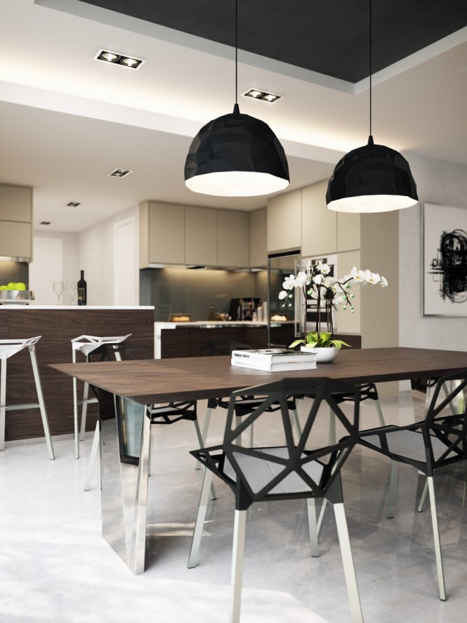 Black white dining room 665x886 Cùng nhìn qua những phòng khiến bạn... thèm thuồng